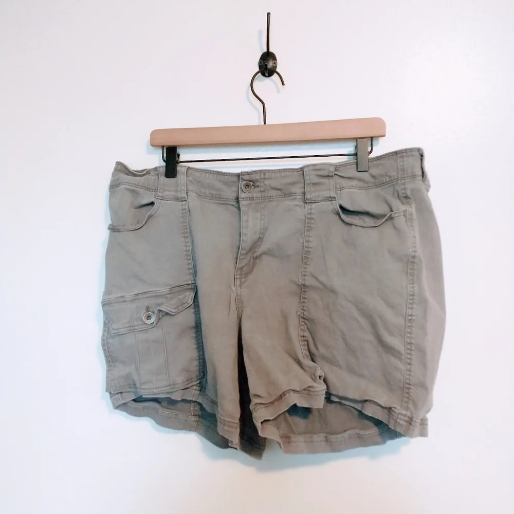 Market & Spruce khaki tan cargo shorts size 18W, has a small pull shown